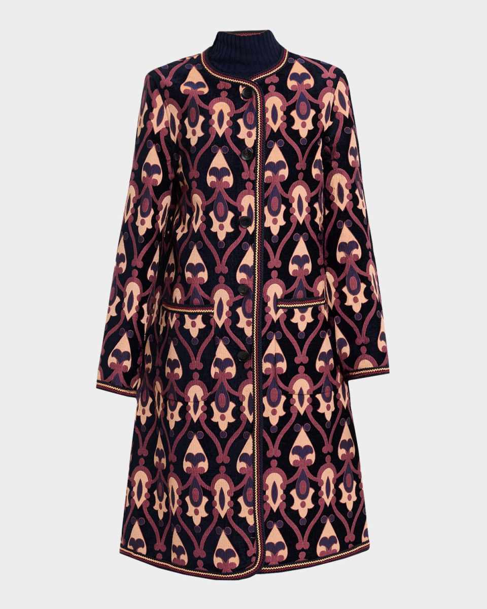 Reversible Jacquard Single-Breasted Coat